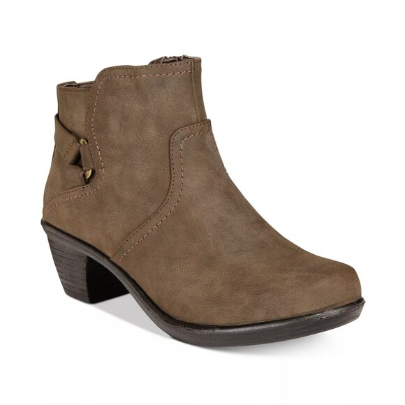 Shoes - Easy Street Womens Dawnta Round Toe Inner Ankle Zipper Booties Brown Size 8M NIB
